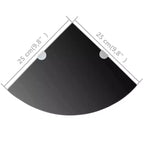 Lot de 2 étagères d'angle en verre de sécurité trempé noir 25x25 cm