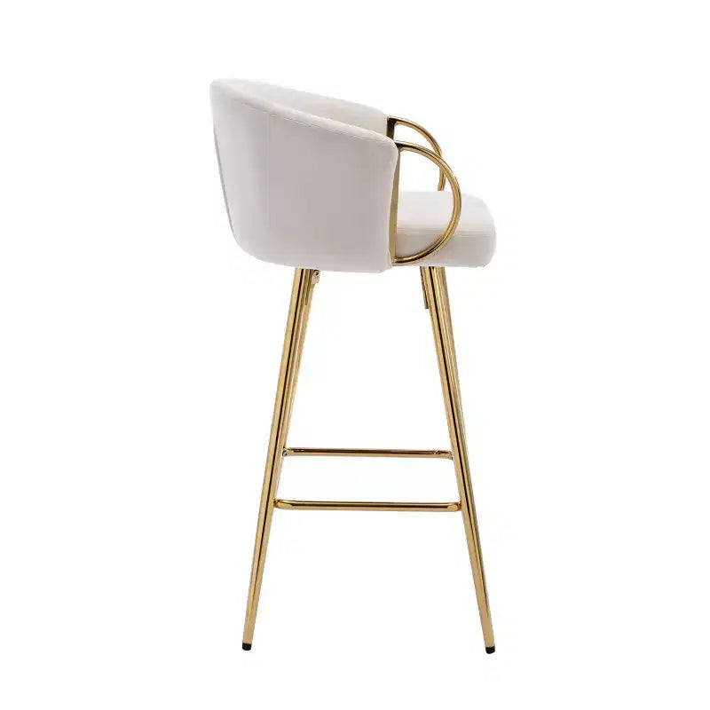 Okak Lot de 2 tabourets de bar de 30 pouces hauteur comptoir, tabourets de bar rembourrés avec repose-pieds chromé et dossier en velours, chaises de bar pour cuisine