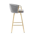 Okak Lot de 2 tabourets de bar de 30 pouces hauteur comptoir, tabourets de bar rembourrés avec repose-pieds chromé et dossier en velours, chaises de bar pour cuisine