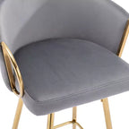 Okak Lot de 2 tabourets de bar de 30 pouces hauteur comptoir, tabourets de bar rembourrés avec repose-pieds chromé et dossier en velours, chaises de bar pour cuisine