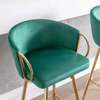 Okak Lot de 2 tabourets de bar de 30 pouces hauteur comptoir, tabourets de bar rembourrés avec repose-pieds chromé et dossier en velours, chaises de bar pour cuisine
