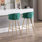 Okak Lot de 2 tabourets de bar de 30 pouces hauteur comptoir, tabourets de bar rembourrés avec repose-pieds chromé et dossier en velours, chaises de bar pour cuisine