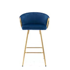 Okak Lot de 2 tabourets de bar de 30 pouces hauteur comptoir, tabourets de bar rembourrés avec repose-pieds chromé et dossier en velours, chaises de bar pour cuisine