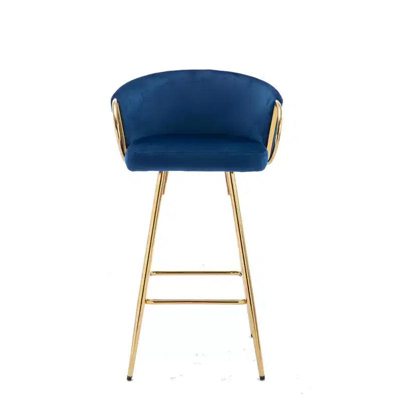 Okak Lot de 2 tabourets de bar de 30 pouces hauteur comptoir, tabourets de bar rembourrés avec repose-pieds chromé et dossier en velours, chaises de bar pour cuisine