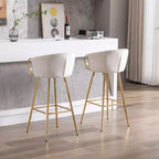 Okak Lot de 2 tabourets de bar de 30 pouces hauteur comptoir, tabourets de bar rembourrés avec repose-pieds chromé et dossier en velours, chaises de bar pour cuisine