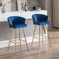 Okak Lot de 2 tabourets de bar de 30 pouces hauteur comptoir, tabourets de bar rembourrés avec repose-pieds chromé et dossier en velours, chaises de bar pour cuisine