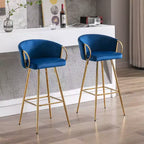 Okak Lot de 2 tabourets de bar de 30 pouces hauteur comptoir, tabourets de bar rembourrés avec repose-pieds chromé et dossier en velours, chaises de bar pour cuisine