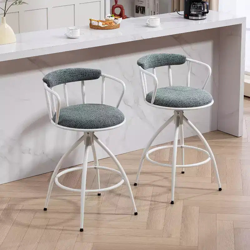 Okak 26Ensemble de 2 tabourets de bar pivotants modernes, tabourets de bar rembourrés hauteur comptoir avec dossier, chaises de bar pour îlot de cuisine