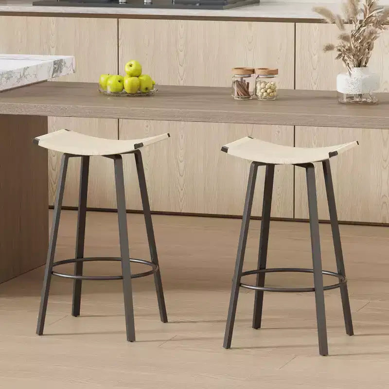 Okak 26Ensemble de 2 tabourets de bar pivotants modernes, tabourets de bar rembourrés hauteur comptoir avec dossier, chaises de bar pour îlot de cuisine