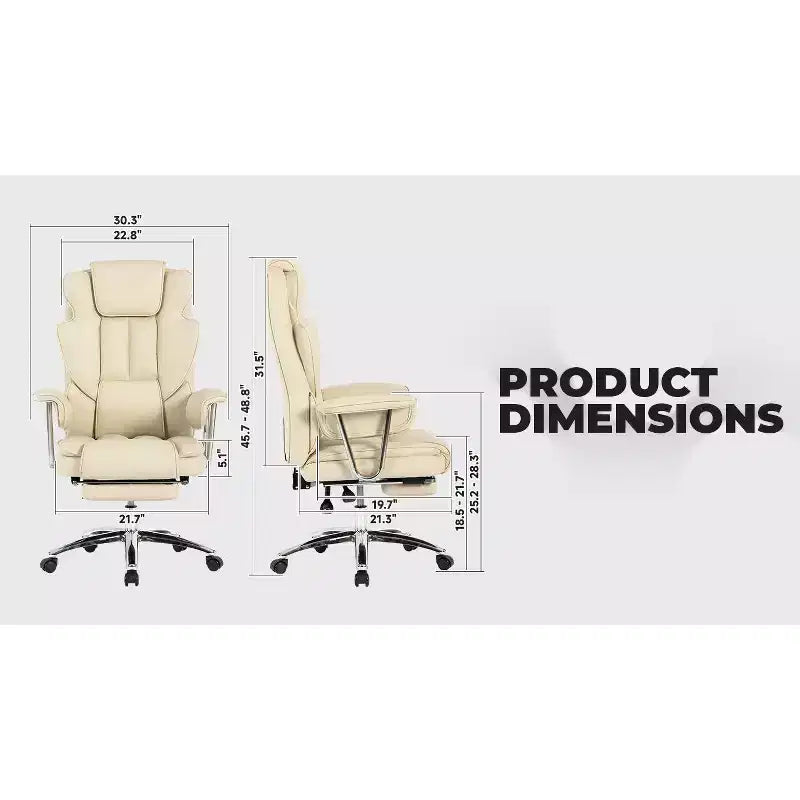 Chaise de bureau de direction à dossier haut, chaise de bureau ergonomique avec assise extra large, support lombaire et accoudoirs rembourrés, chaise de bureau à roulettes pivotante pour la maison