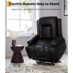 Fauteuil inclinable électrique avec fonctions de chauffage et de massage, en cuir PU, conçu pour les personnes âgées et à mobilité réduite