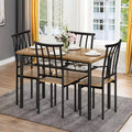 Modern Dining Table Set for 4, Metal and Wood Kitchen Table, Square Kitchen Table Set, for Breakfast Nook, Living Room