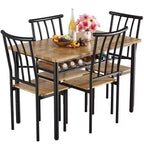 Ensemble table à manger moderne pour 4 personnes, table de cuisine en métal et bois, ensemble table de cuisine carrée, pour coin repas, salon