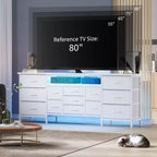 Commode de 178 cm avec 13 tiroirs, meuble TV pour téléviseurs de 65 à 80 pouces avec station de recharge, organisateur de rangement en tissu pour chambre et salon