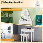 Coiffeuse avec miroir de maquillage éclairé par LED, dotée d'un tabouret rembourré, de 3 modes d'éclairage et de 3 tiroirs de rangement – parfaite pour la chambre à coucher.