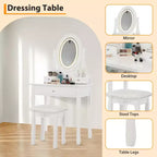 Coiffeuse avec miroir de maquillage éclairé par LED, dotée d'un tabouret rembourré, de 3 modes d'éclairage et de 3 tiroirs de rangement – parfaite pour la chambre à coucher.