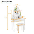 Coiffeuse avec miroir de maquillage éclairé par LED, dotée d'un tabouret rembourré, de 3 modes d'éclairage et de 3 tiroirs de rangement – parfaite pour la chambre à coucher.