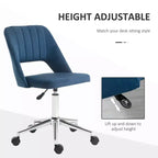 Chaise de bureau moderne à dossier mi-hauteur en velours, chaise d'ordinateur pivotante sans accoudoirs avec dossier ajouré pour bureau à domicile