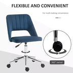 Chaise de bureau moderne à dossier mi-hauteur en velours, chaise d'ordinateur pivotante sans accoudoirs avec dossier ajouré pour bureau à domicile