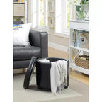 Pouf de rangement d'appoint rond HomeStock Comfort avec couvercle-plateau réversible