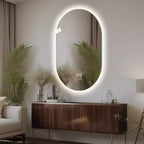 GDFStudio Lark 48 Miroir de salle de bain ovale moderne à LED anti-buée avec modes d'éclairage réglables