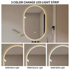 GDFStudio Lark 48 Miroir de salle de bain ovale moderne à LED anti-buée avec modes d'éclairage réglables