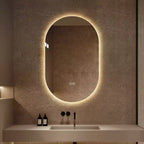 GDFStudio Lark 48 Miroir de salle de bain ovale moderne à LED anti-buée avec modes d'éclairage réglables