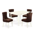 HomeStock 5-Pc Linen White Finish Solid Wood Top - Dining Room Set with Dropleaf - Seats 4