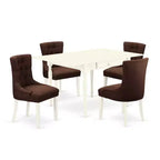 HomeStock 5-Pc Linen White Finish Solid Wood Top - Dining Room Set with Dropleaf - Seats 4
