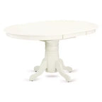 Ensemble de salle à manger 7 pièces HomeStock avec table au plateau en bois massif finition lin blanc et 6 chaises Parson
