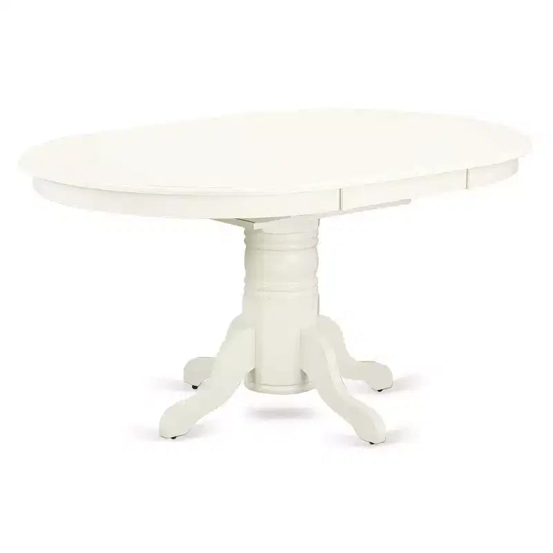 Ensemble de salle à manger 7 pièces HomeStock avec table au plateau en bois massif finition lin blanc et 6 chaises Parson