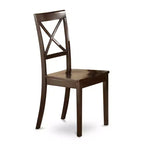 HomeStock Ensemble de salle à manger 5 pièces en bois massif finition Cappuccino : Table rectangulaire avec 4 chaises