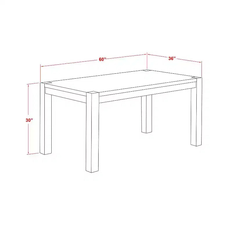 Ensemble de salle à manger capitonné 5 pièces en bois massif multicolore et rectangulaire (4 places)
