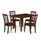 5-Piece Mahogany Finish Solid Wood Top - Rectangular Dining Room Set - Seats 4