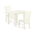 HomeStock 3-Pc Linen White Finish Solid Wood Top with Dropleaf Dining Table Set