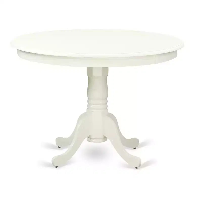 Dining Table Set for 4 - 42 Inch Round Kitchen Table with 4 Chairs - Linen White Finish