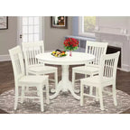 Ensemble Table à Manger pour 4 - Table de Cuisine Ronde 107 cm avec 4 Chaises - Fini Blanc Lin