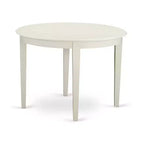 HomeStock 3-Pc Linen White Finish Round Solid Wood Top Dining Table Set