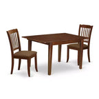 HomeStock 3-Piece Mahogany Finish Rectangular Solid Wood Top With Butterfly Leaf Dining Table Set