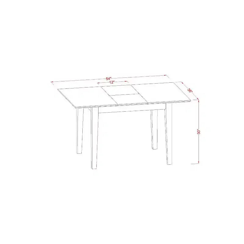Ensemble de salle à manger 3 pièces HomeStock avec plateau rectangulaire en bois massif finition acajou et rallonge papillon