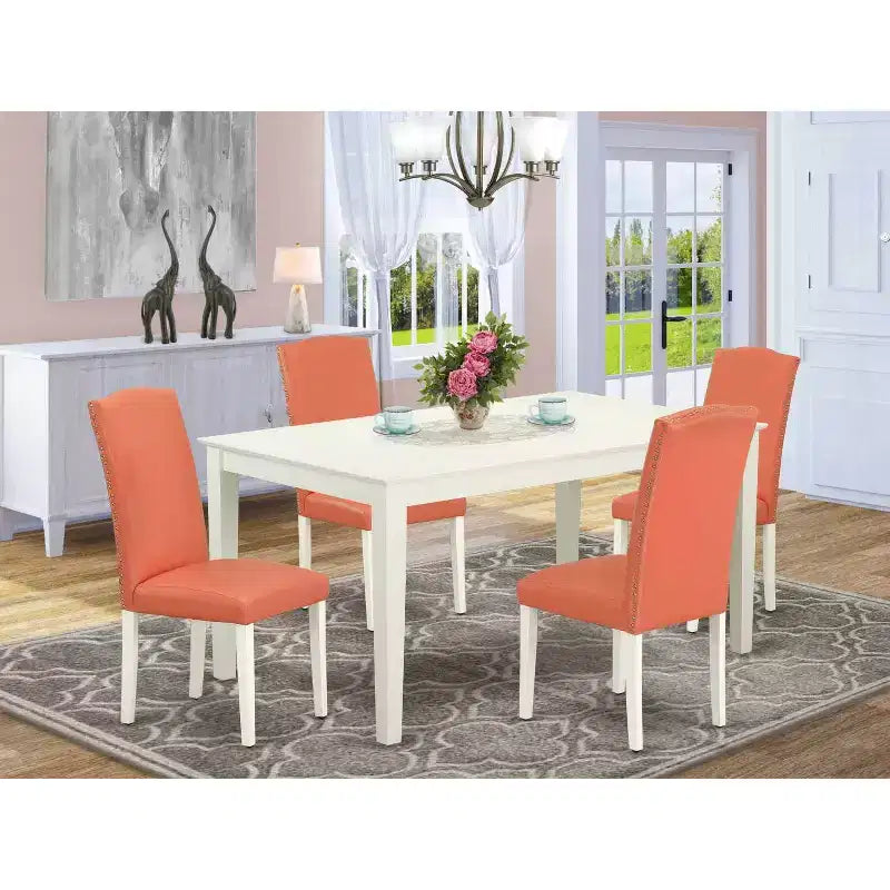 Ensemble de salle à manger flamant rose 5 pièces table et chaises design Art Nouveau 60