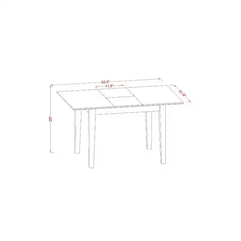 Ensemble de salle à manger 5 pièces table et chaises - Table rectangulaire en bois avec rallonge papillon - Meubles de cuisine et coin repas