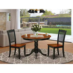Ensemble Table de Cuisine Bohème - Salle à Manger 3 Pièces pour Petits Espaces - Table Ronde et 2 Chaises - 107 cm - Merisier Noir