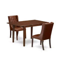 HomeStock 3-Pc Mahogany Finish Solid Wood Top with Butterfly Leaf Dining Table Set