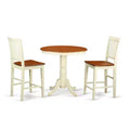 HomeStock 3-Pc Buttermilk and Cherry Solid Wood Top - Dining Room Set - Seats 4