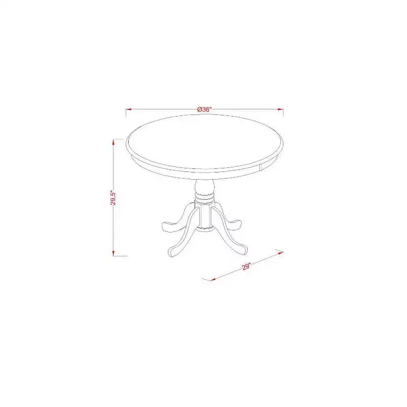 Ensemble table à manger ronde avec pied central - 3 chaises de cuisine - Finition acajou 36 pouces - Salle à manger pour petits espaces