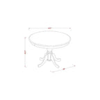Table à manger ronde 5 pièces HomeStock avec plateau en bois massif finition acajou et 4 chaises à dossier croisé