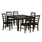 HomeStock 7-Piece Square Cappuccino Finish Solid Wood Top Dining Table with 6-Chairs