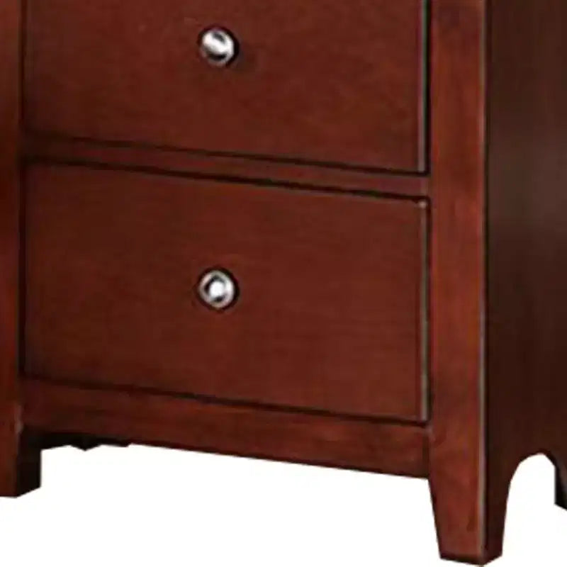 Table de chevet en bois Royal Hampton 25 po à 2 tiroirs avec poignées en métal, marron
