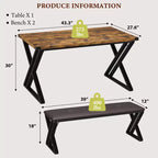 Ensemble de salle à manger style banc Table à manger en bois avec 2 bancs Ensemble table et chaises pour 4-6 personnes Convient aux cuisines et appartements